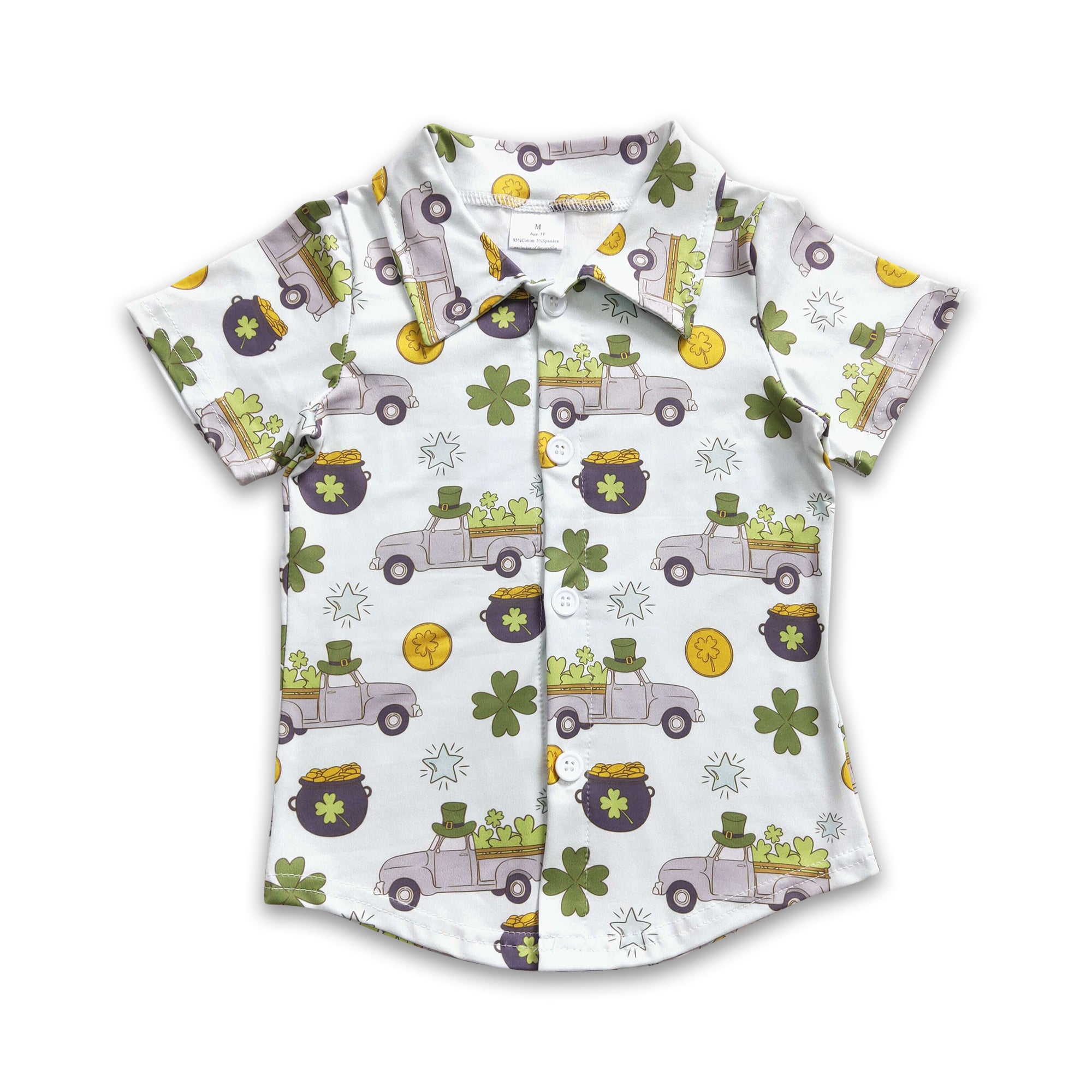 BT0181 baby boy clothes green lucky summer tshirt