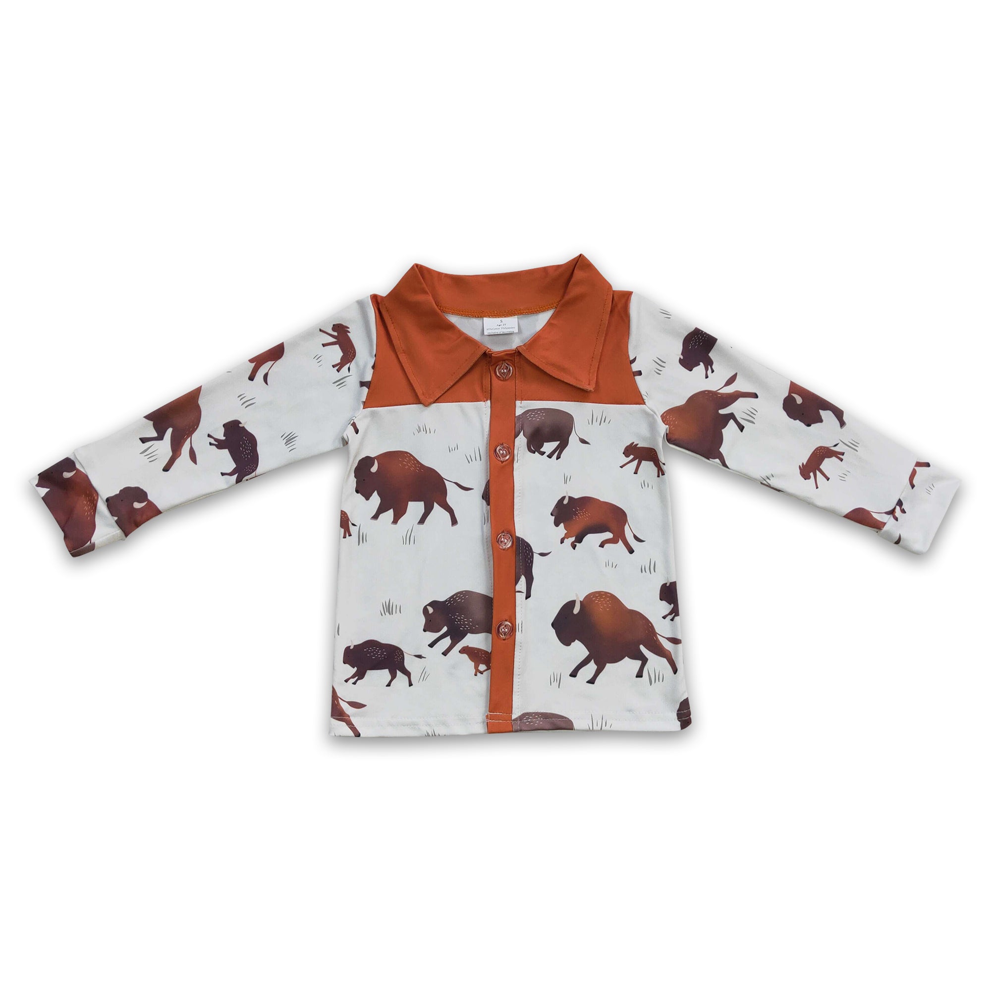 BT0200 toddler boy clothes cow print winer shirt button top
