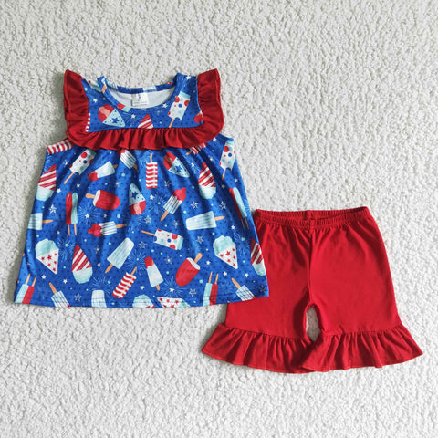 kids clothing july 4th popsicle set