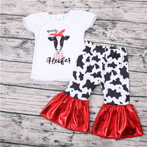 B13-1 kids clothes girls cow white fall spring outfits