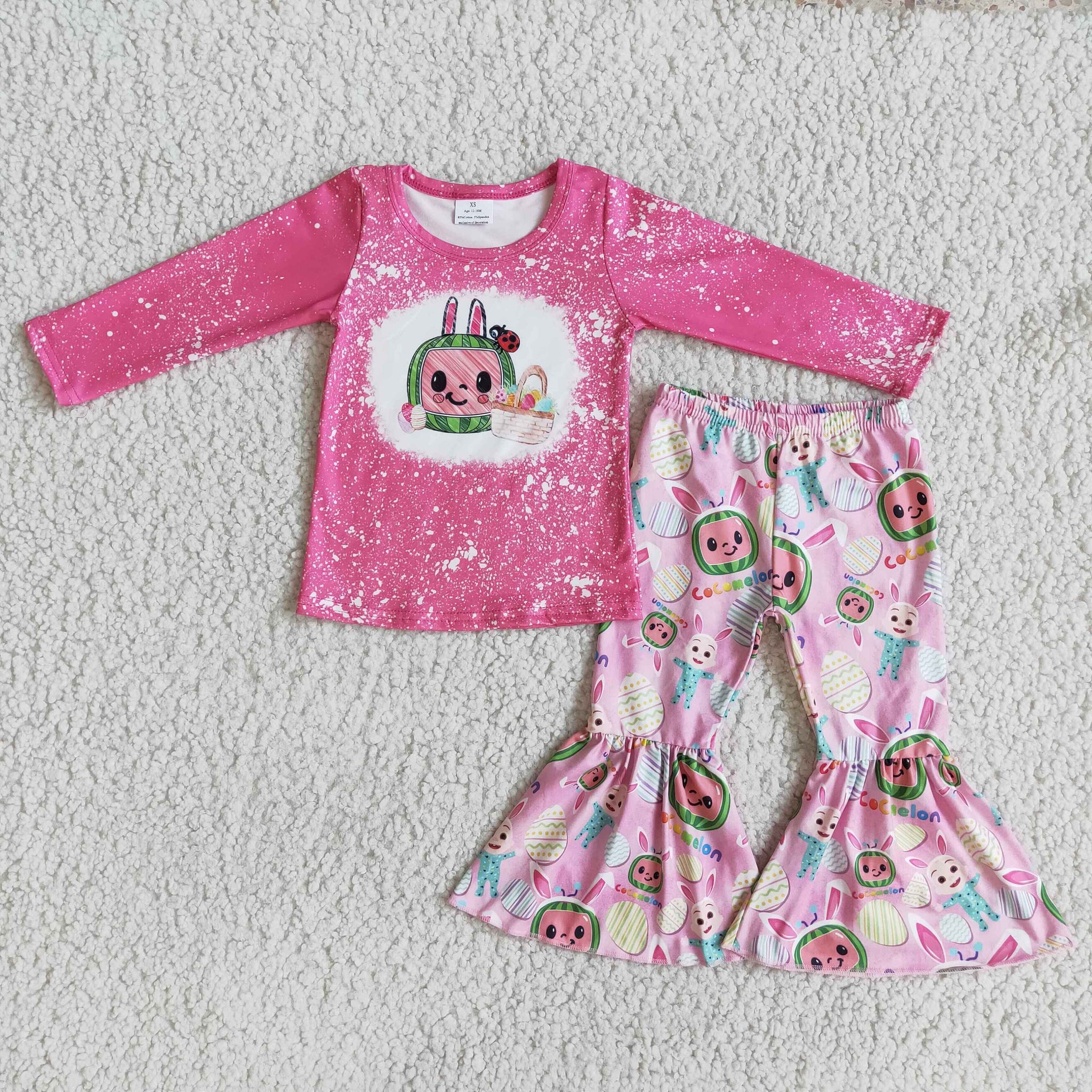 6 A15-19 girl easter pink cartoon colorful stripe set-promotion 2023.12.30