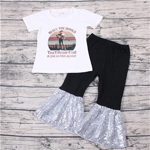 girl in all the world sequin short sleeve fall spring set