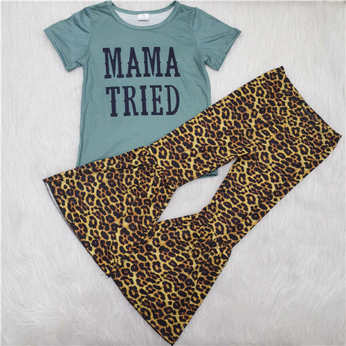 C5-23 girl mama tried leopard short sleeve fall spring set-promotion 2024.1.6