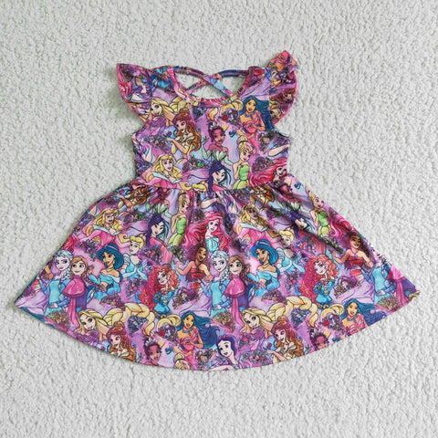 GSD0049 kids clothing girl cartoon princess flutter sleeve dress-promotion 2024.3.23 $5.5