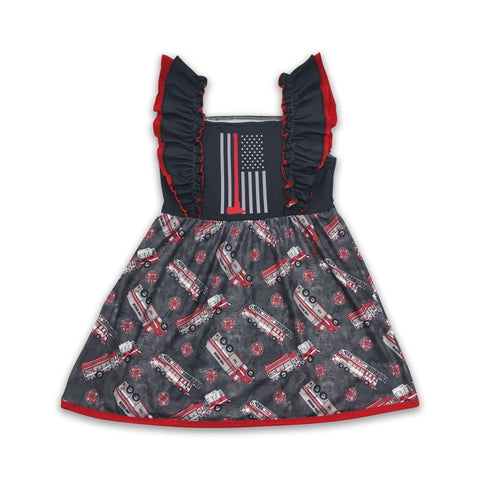 C15-17 baby girl clothes fire truck summer matching dress-promotion 2024.3.9 $2.99