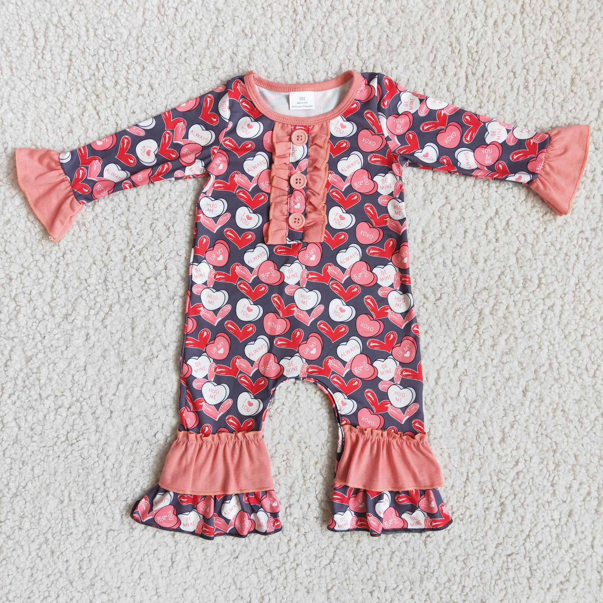 6 A7-10 baby girl clothes heart valentines day romper
