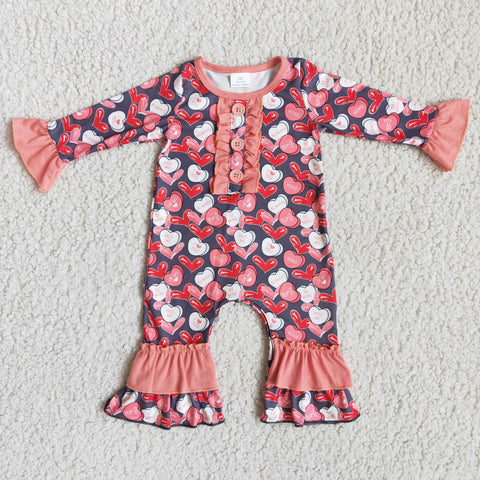 6 A7-10 baby girl clothes heart valentines day romper