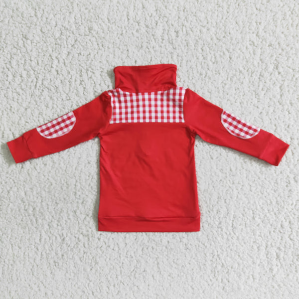 boy red plaid zipper shirt top