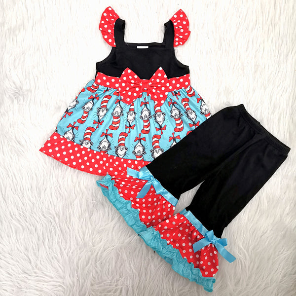 B12-2 girl clothes cartoon flutter sleeve set