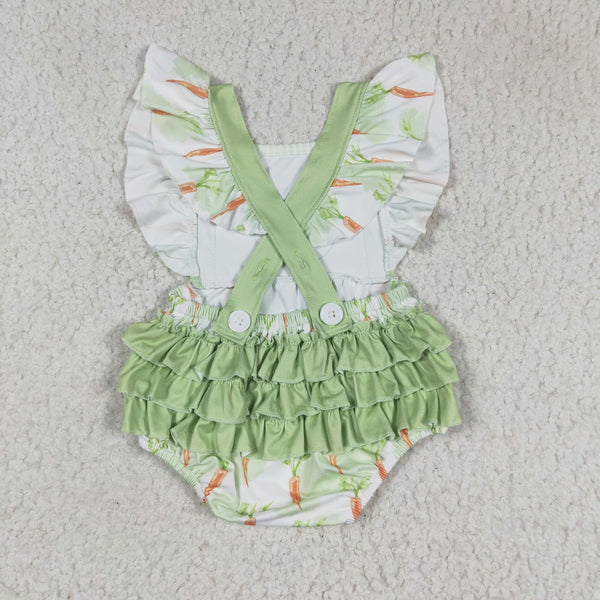 SR0112 baby girl clothes green bunny easter bubble