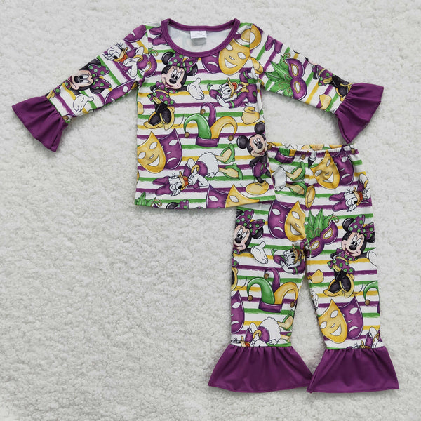 GLP0344 Mardi Gras baby girl clothes purple outfits