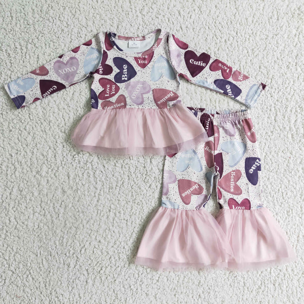GLP0340 baby girl clothes heart valentiens day set