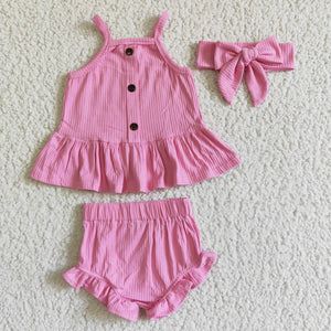 GBO0058 girl pink cotton bummies set