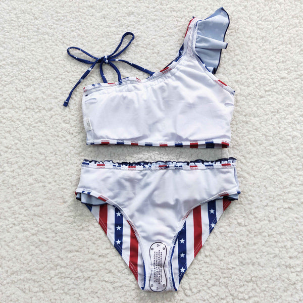 S0042 baby girl clothes summer patriotic swimsuit swimwear