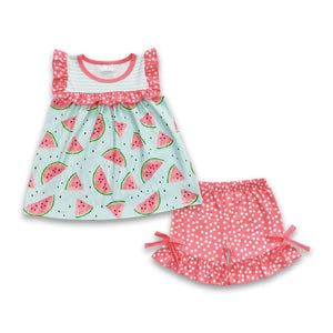 D10-29 girl clothes toddler girl watermelon outfit summer shorts set