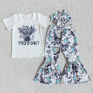 E9-30 cow you don't toddler girl clothes fall spring outfits