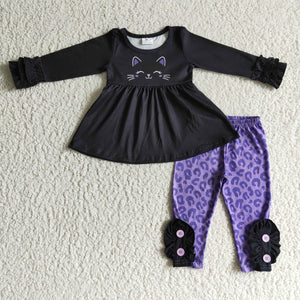 GLP0212 cat purple toddler girl clothes long sleeve outfits