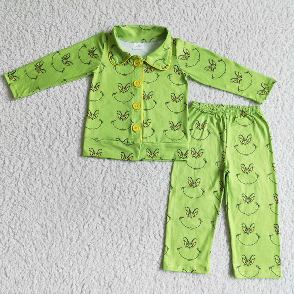 6 B8-38 boy winter green cartoon pajamas