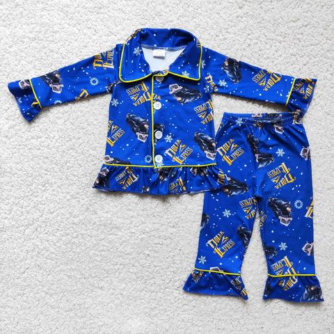 baby girl clothes blue cartoon pajamas set sleepwear