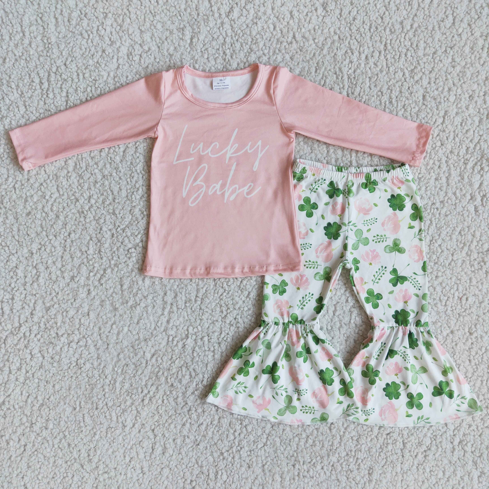 6 B2-25 toddler girl clothes St. Patrick lucky babe bells set