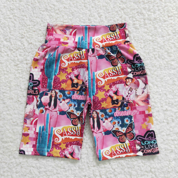 SS0034 toddler clothes cartoon pink biker shorts-milk silk