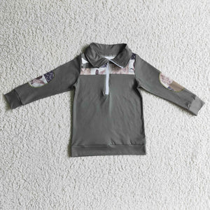 BT0103 baby boy clothes green winter zipper top shirt