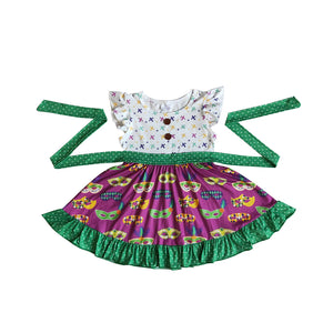 E10-11 toddler girl clothes holiday party dress Mardi Gras dresses