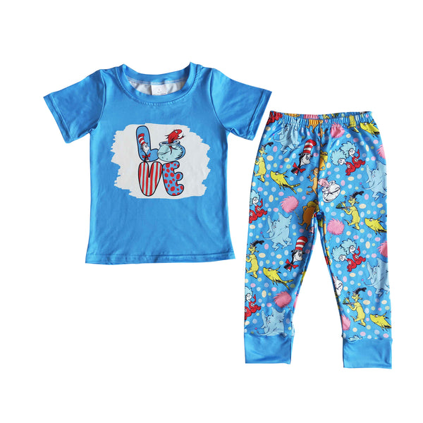 E6-28 toddler boy clothes blue cartoon fall spring outfit-promotion 7.17