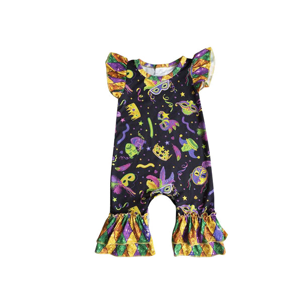 E7-14 baby girl clothes Mardi Gras clothing cute romper