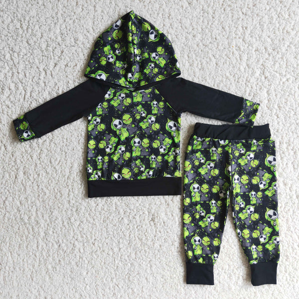 6 A15-14 boy cartoon green black winter hoodies long sleeve set-promotion 2023.9.16