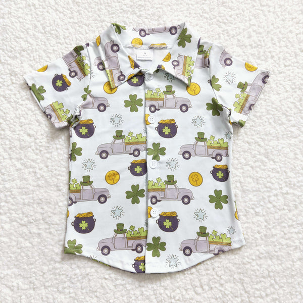 BT0181 baby boy clothes green lucky summer tshirt