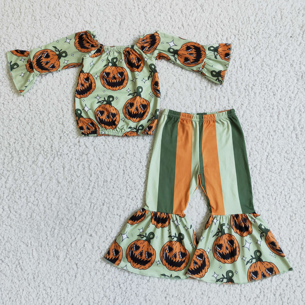 GLP0023 girl halloween pumpkin long sleeve outfits