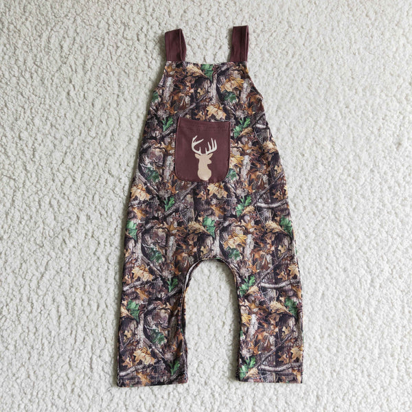 SR0099 deer baby boy clothes leaves camo jumpsuit