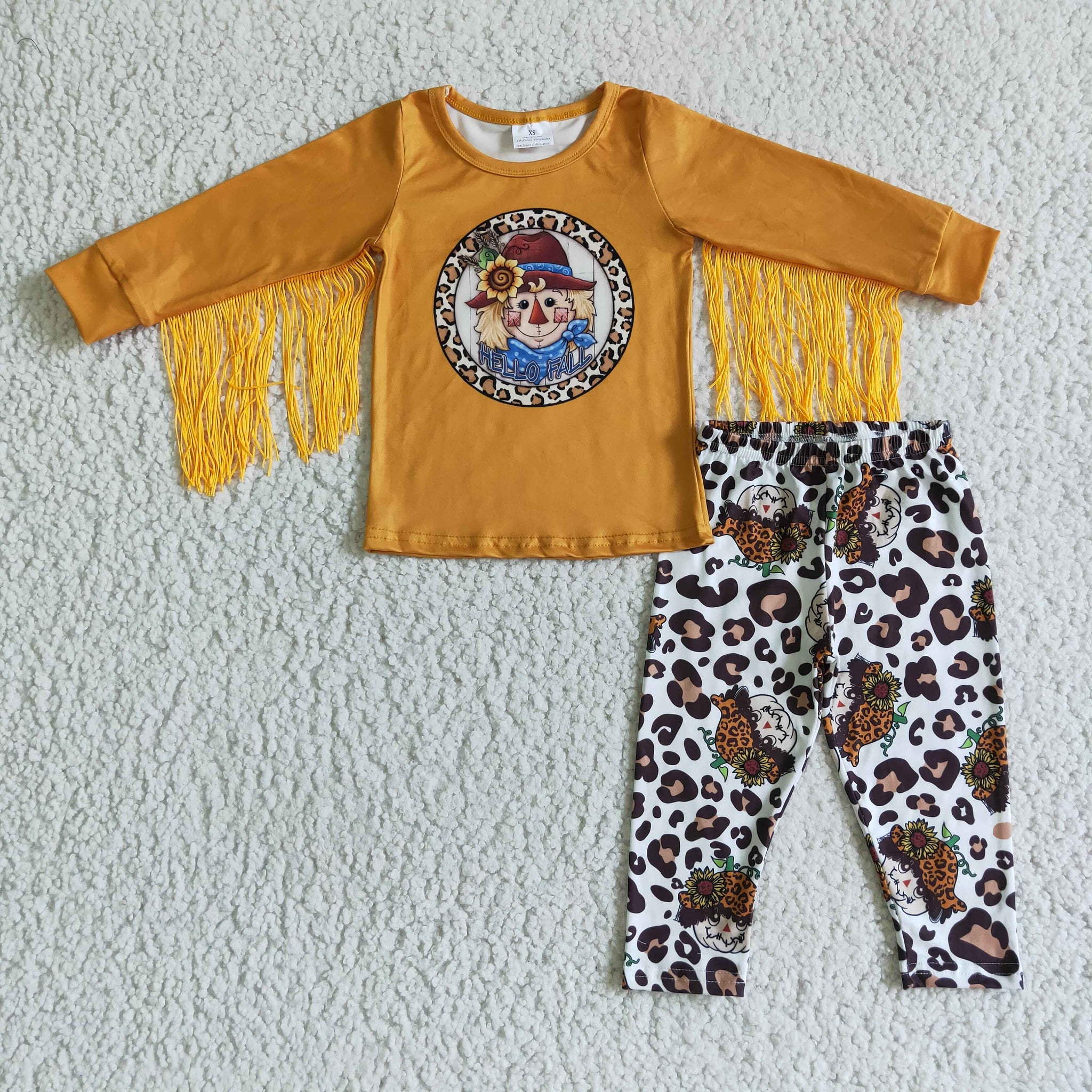 GLP0167 baby girl clothes yellow winter tassel set