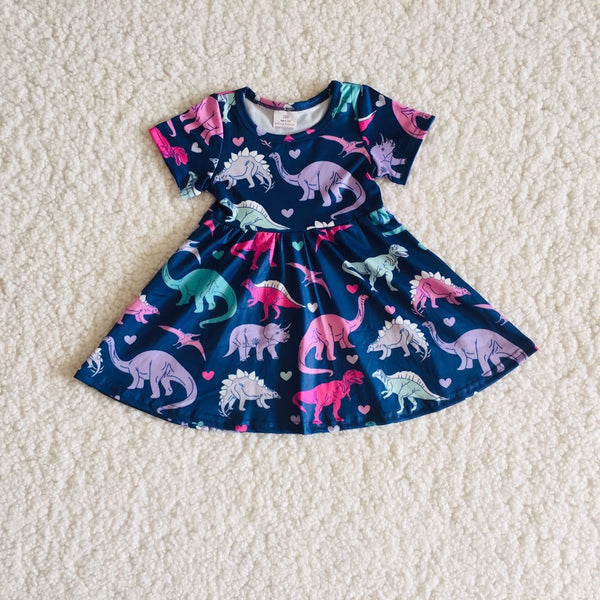 A0-12 baby girl clothes dinosaur summer dress