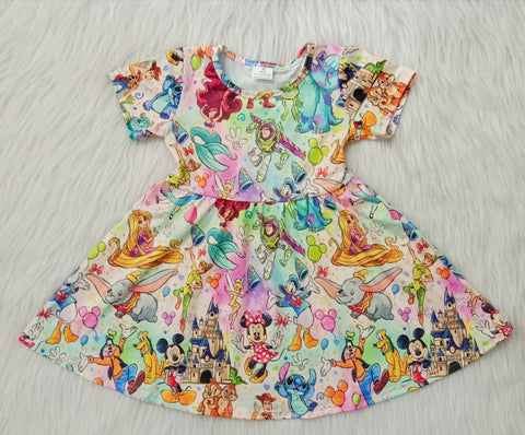 B13-16 toddler girl clothes cartoon girl summer dress-promotion 2024.1.20