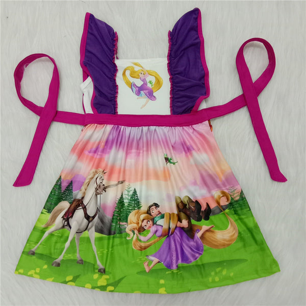 E5-28 girl clothes summer cartoon flutter sleeve dress-promotion 2023.12.30