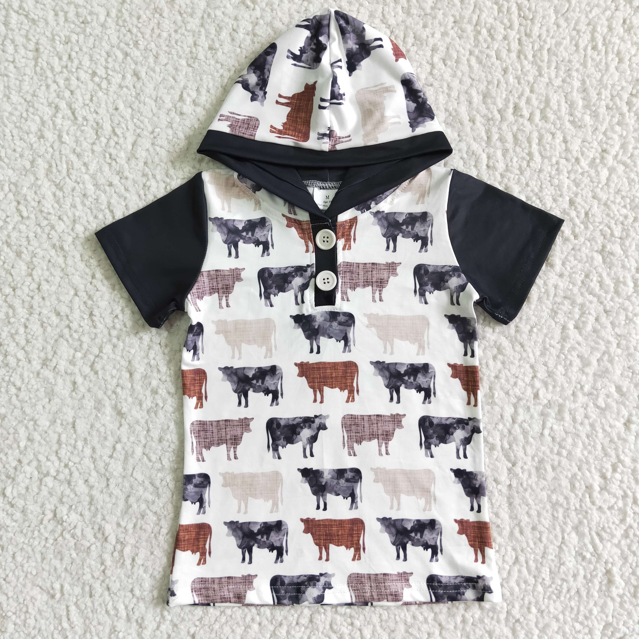 BT0009 boy clothng cow black hoodies top