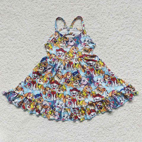 GSD0291 kids clothes girls cartoon twirl summer dress