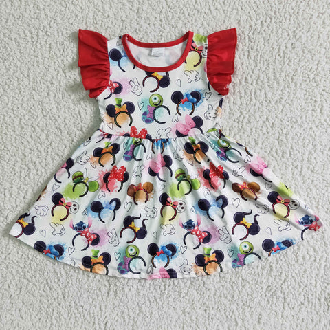 GSD0011 Girl clothes girl summer cartoon red twirl dress-promotion 2024.1.27