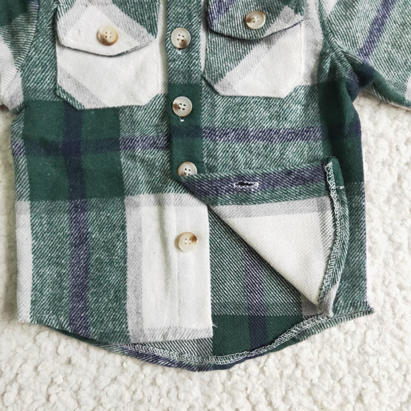 BT0075 toddler clothes green plaid  hoodies shirt