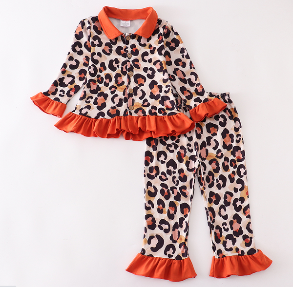 GLP0307 sleapwear leopard winter pajamas set