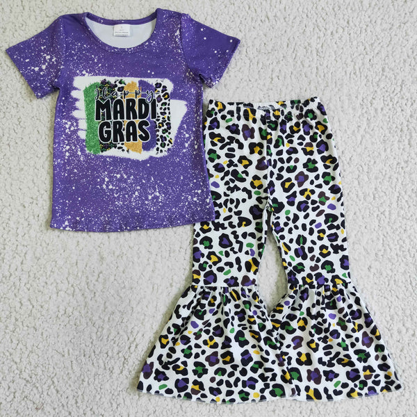 GSPO0221 Mardi Gras baby girl clothes purple set