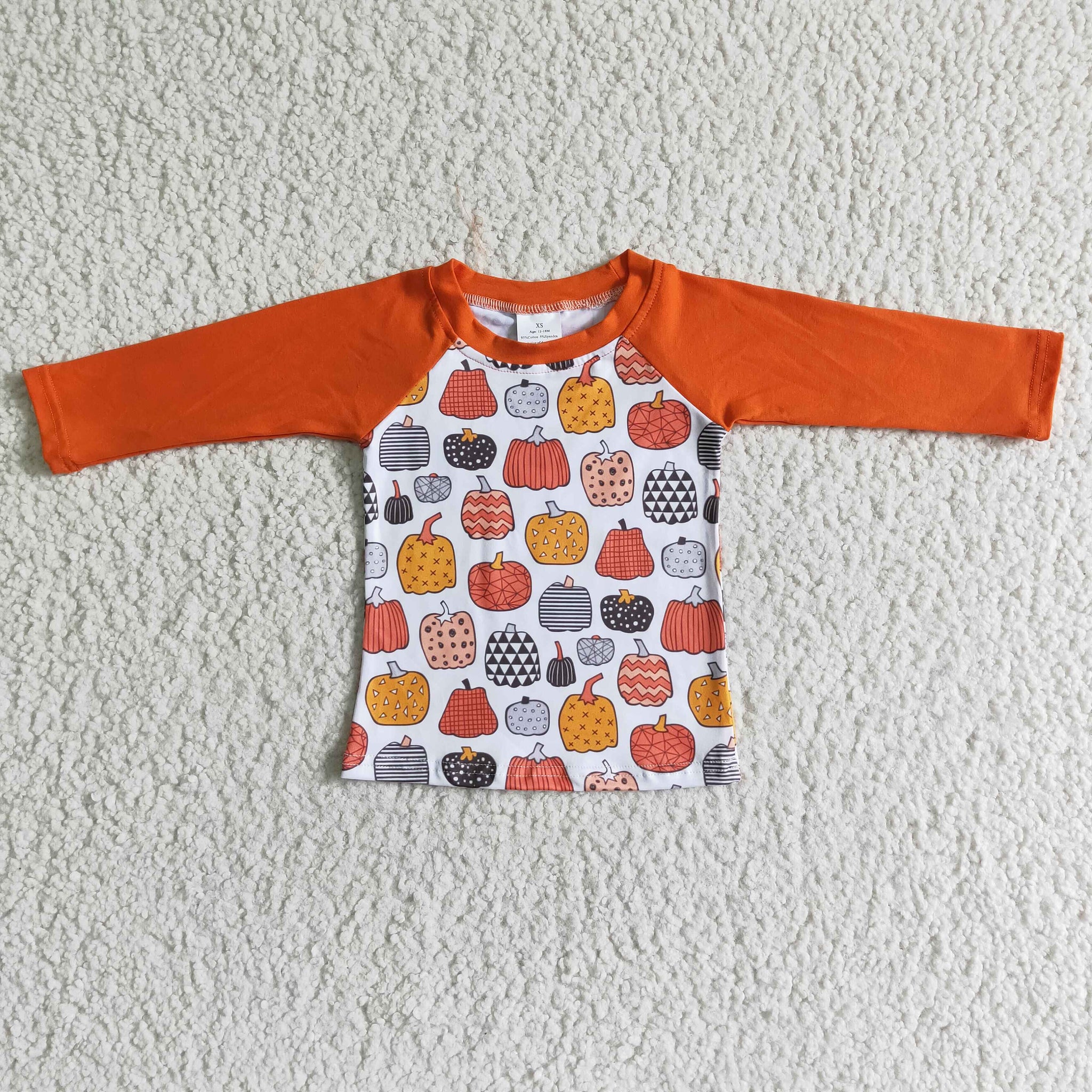 6 A30-6-1 boy orange pumpkin shirt top