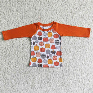 6 A30-6-1 boy orange pumpkin shirt top