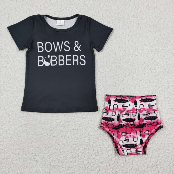 GBO0072 baby girl clothes bows with  bommers set