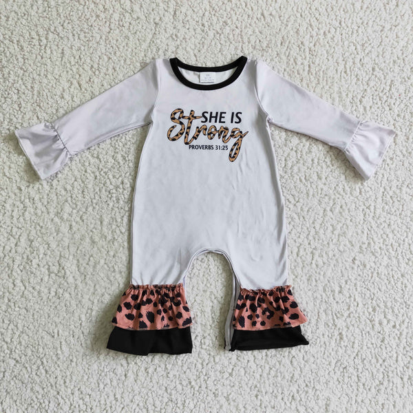 she's strong leopard matching winter kids clothes girls