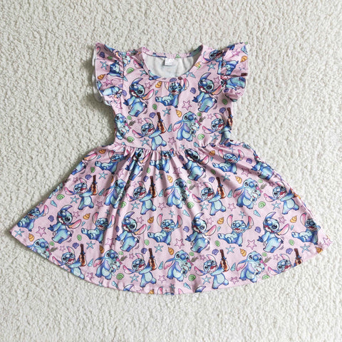 GSD0012 girl clothes summer cartoon flutter sleeve dress-promotion 2023.12.16
