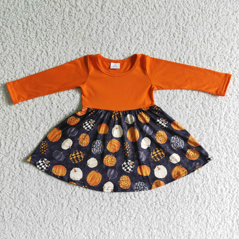 GLD0011 girl halloween pumpkin dress
