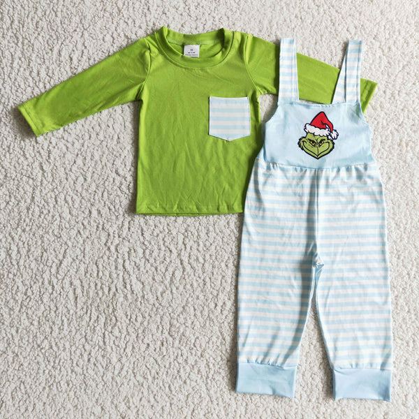 kids clothes girls matching christmas set shirt+overalls